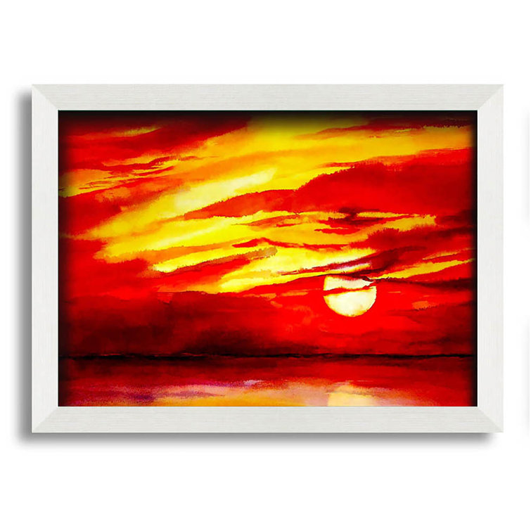 Highland Dunes Surreal Red Ocean Skies Framed Print Wall Art Wayfair